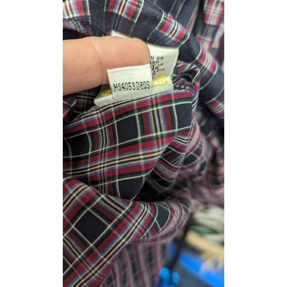 Bugatchi men shaped fit plaid navy button up dress shirt long sleeve Medium - Picture 8 of 9